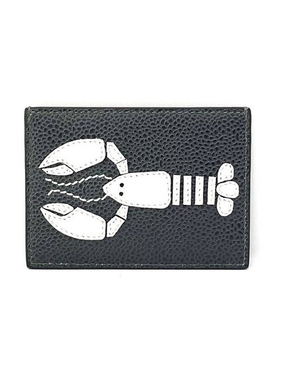 Lobster Pebble Grain Leather Card Wallet Dark Grey - THOM BROWNE - BALAAN 2