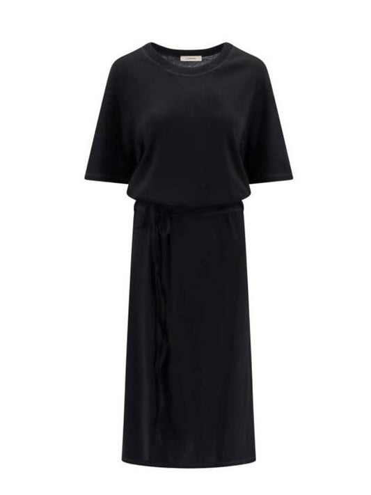 Belted Rib T-shirt Long Dress Black - LEMAIRE - BALAAN 1