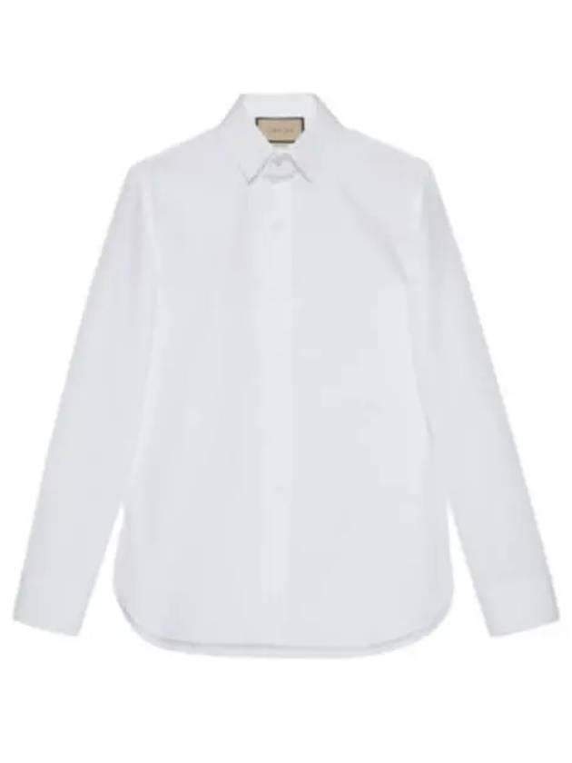 Double G Cotton Silk Long Sleeve Shirt White - GUCCI - BALAAN 2