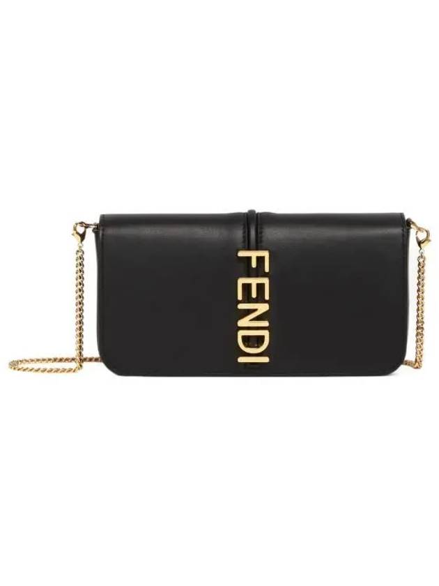 Graphy Chain Leather Long Wallet Black - FENDI - BALAAN 2