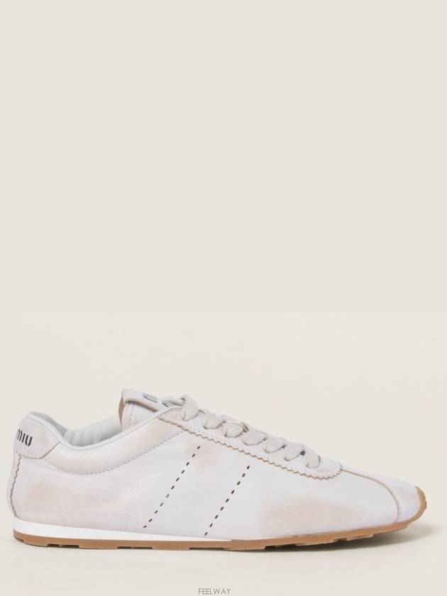 Bleached Nappa Leather Low Top Sneakers White - MIU MIU - BALAAN 4