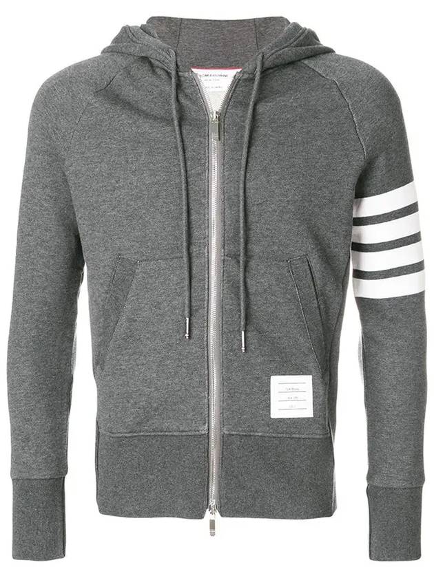 Engineered 4 Bar Diagonal Zip Up Hoodie Dark Grey - THOM BROWNE - BALAAN 3