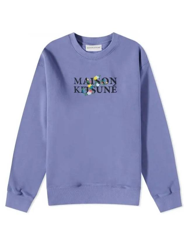 Flower Logo Print Comfort Sweatshirt Purple - MAISON KITSUNE - BALAAN 1