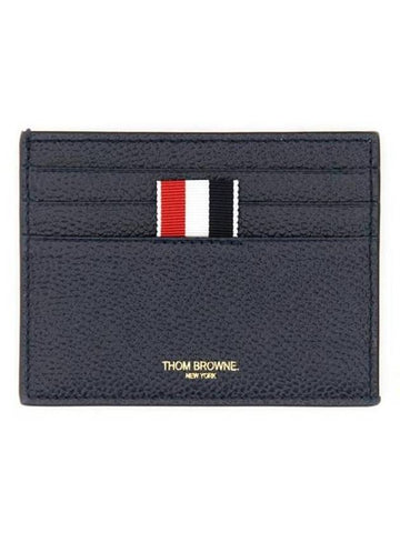 Pebble Grain Anchor Card Wallet Navy - THOM BROWNE - BALAAN 1