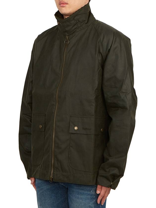 Bedale Short Wax Zip Up Jacket Green - BARBOUR - BALAAN 7