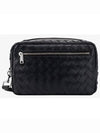 Intrecciato Zipper Leather Pouch Bag Black - BOTTEGA VENETA - BALAAN 5