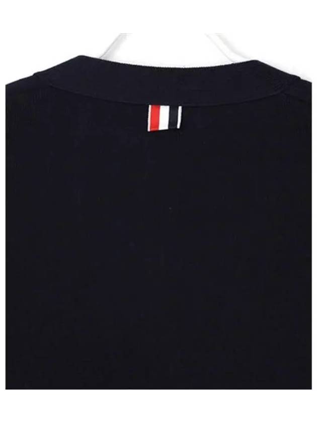 Milano Stitch Sprite Armband Cotton V-neck Cardigan Navy - THOM BROWNE - BALAAN 6