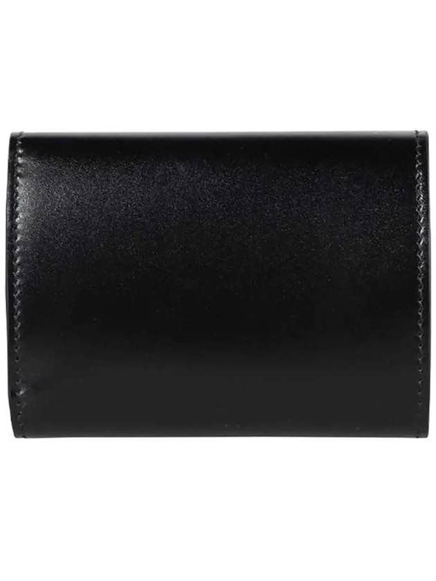 Logo Tri-Fold Calfskin Leather Half Wallet Black - JIL SANDER - BALAAN 4