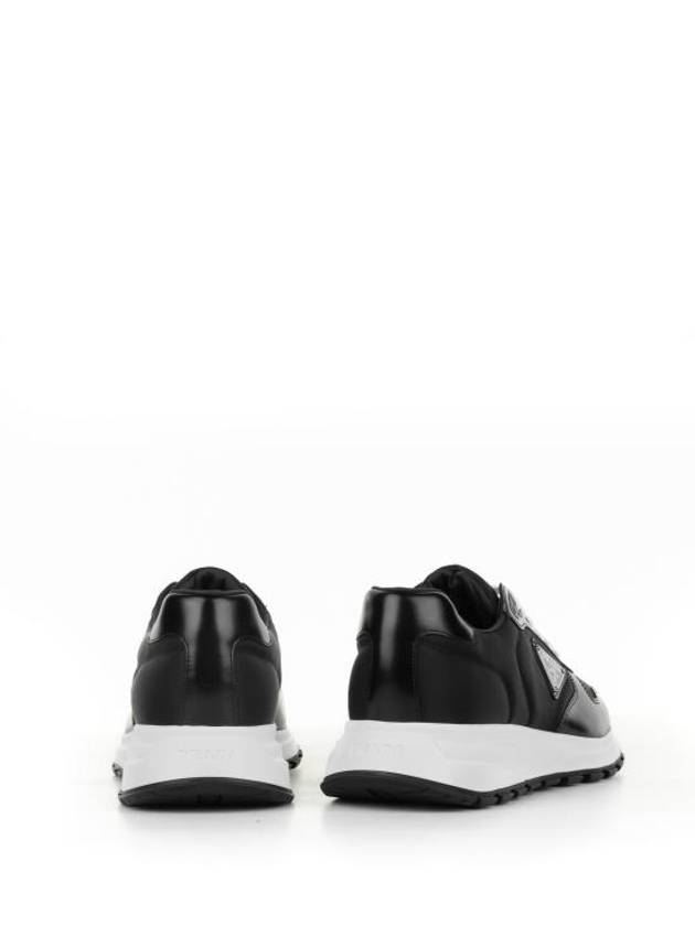 Prax 01 Re-Nylon Brushed Leather Low-Top Sneakers Black - PRADA - BALAAN 4