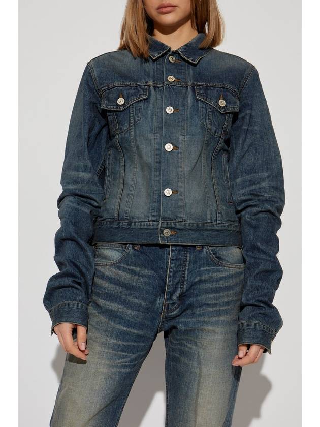 Balenciaga Denim Jacket With Vintage Effect, Women's, Navy Blue - BALENCIAGA - BALAAN 3