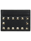 Rock Stud Card Wallet Black - VALENTINO - BALAAN 1