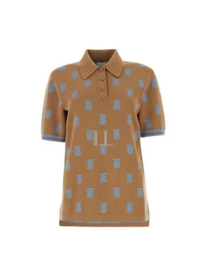 Monogram Short Sleeve Polo Shirt Camel - BURBERRY - BALAAN 2