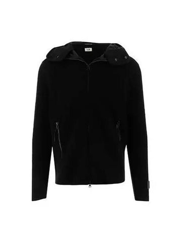 CP Company Lens Wappen Wool Zip up Jacket Black 13CMKN040A 006390A - CP COMPANY - BALAAN 1