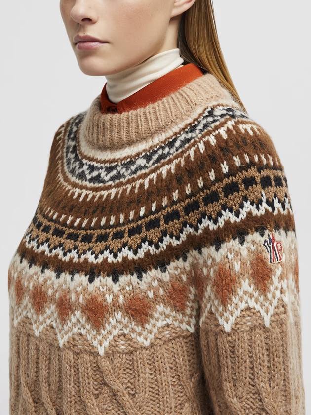 Wool mohair alpaca knit top beige - MONCLER - BALAAN 5