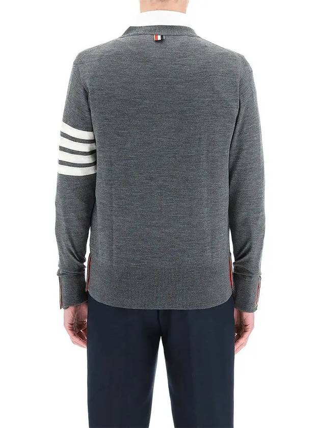 Men's Sustainable Classic Diagonal Wool Cardigan Medium Grey - THOM BROWNE - BALAAN 3