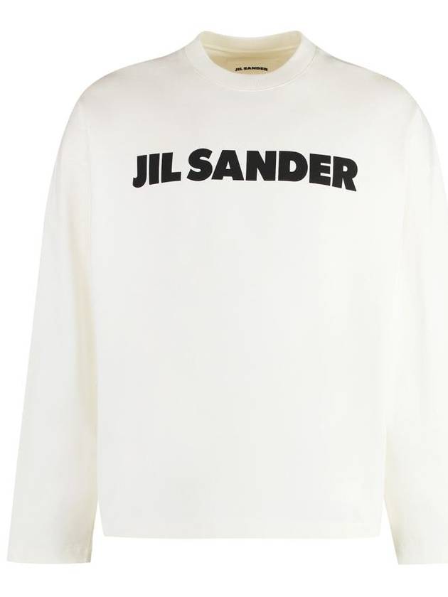 Logo Print Cotton Long Sleeve T-Shirt White - JIL SANDER - BALAAN 2