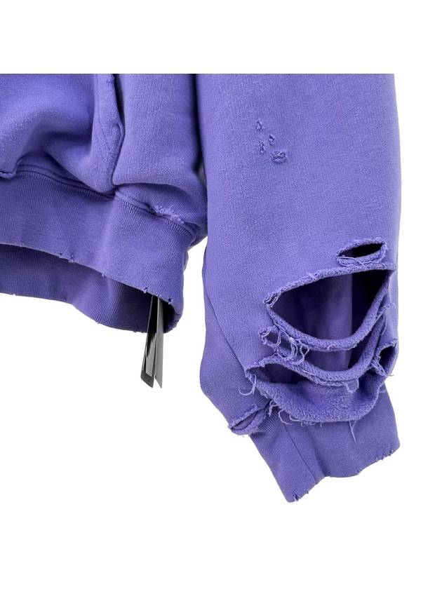 XS Destroyed Hooded Sweatshirt Light Purple White - BALENCIAGA - BALAAN 6