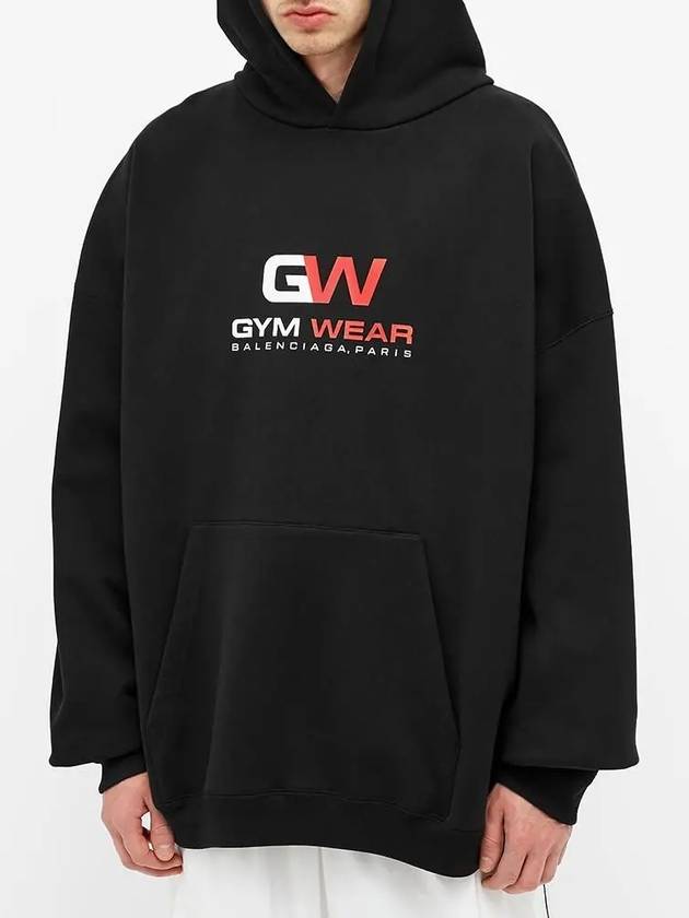 Gymwear Logo Print Cotton Hoodie Black - BALENCIAGA - BALAAN 3