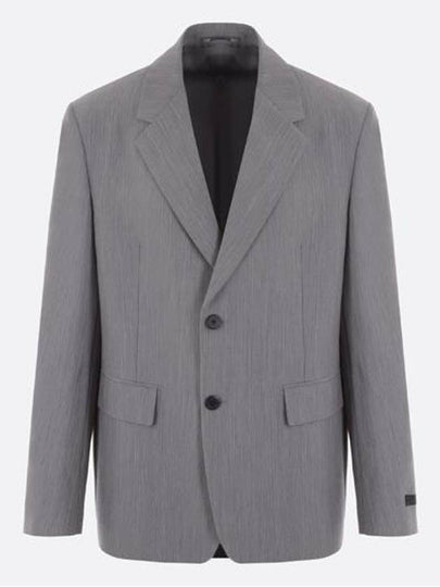 Single Breasted Mohair Wool Jacket Jacket Grey - PRADA - BALAAN 2