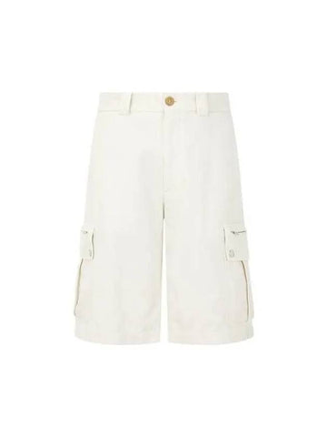 Men s Cotton Twill Cargo Shorts Ivory 270016 - BRUNELLO CUCINELLI - BALAAN 1