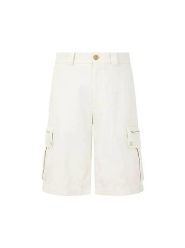 Men s Cotton Twill Cargo Shorts Ivory 270016 - BRUNELLO CUCINELLI - BALAAN 1