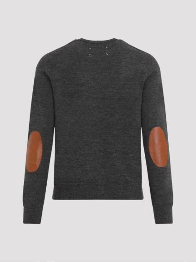 Elbow Patch Crew Neck Knit Top Charcoal - MAISON MARGIELA - BALAAN 5