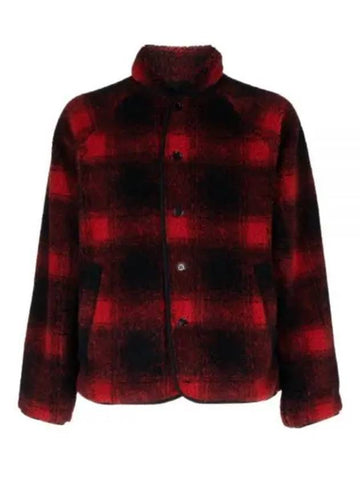 BEACH JACQUARD PLAID FLEECE JACKET P7TMC RED - YMC - BALAAN 1