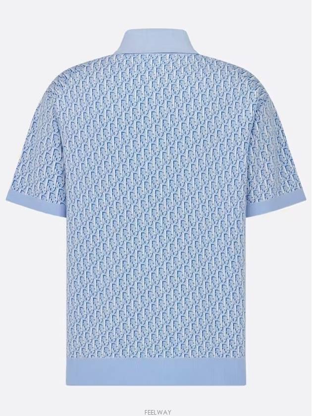 Dior Oblique Polo Shirt Blue Cotton Jacquard - DIOR - BALAAN 6