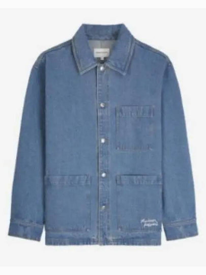 Workwear Fox Embroidery Denim Jacket Blue - MAISON KITSUNE - BALAAN 2