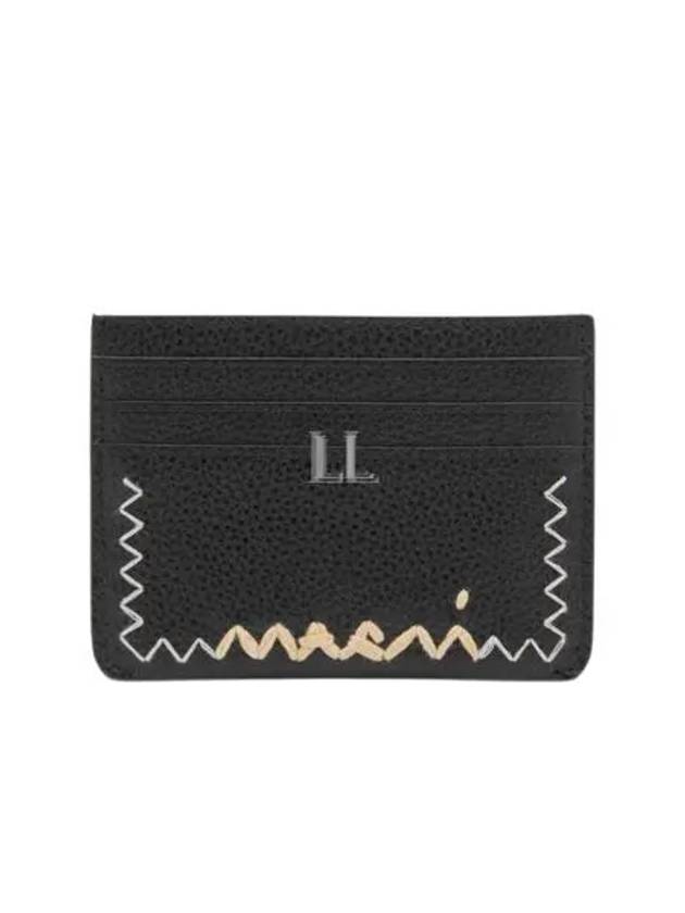 Logo Leather Card Wallet Black - MARNI - BALAAN 2