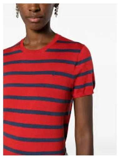 W Striped Short Sleeve Sweater Red 1236530 - POLO RALPH LAUREN - BALAAN 1