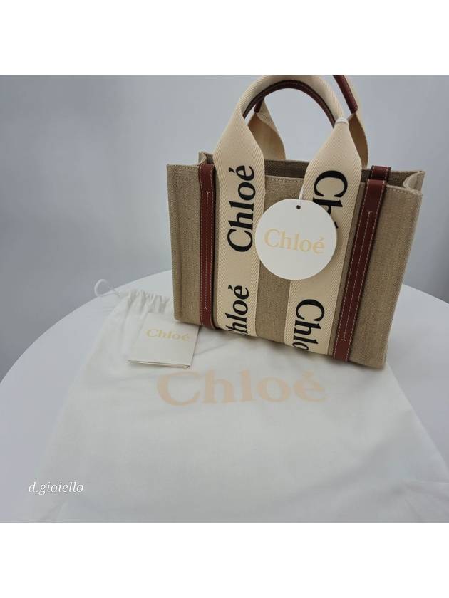 Woody Small Canvas Tote Bag White Brown Beige - CHLOE - BALAAN 8