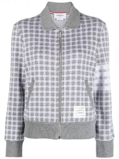 Diagonal armband check zip up cardigan 271593 - THOM BROWNE - BALAAN 1