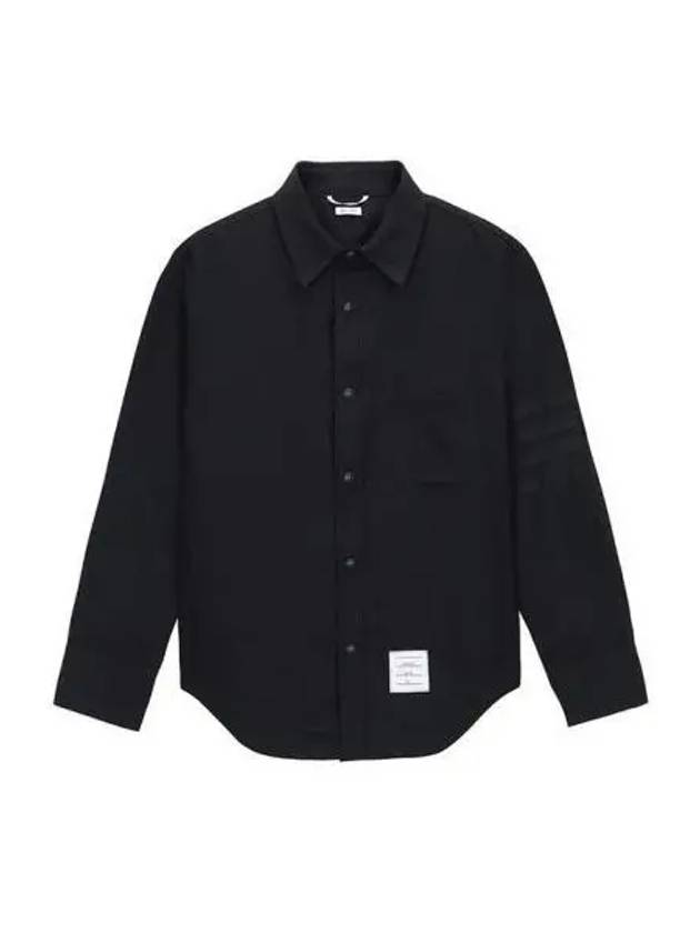 Shirt diagonal armband snap front wool navy - THOM BROWNE - BALAAN 1