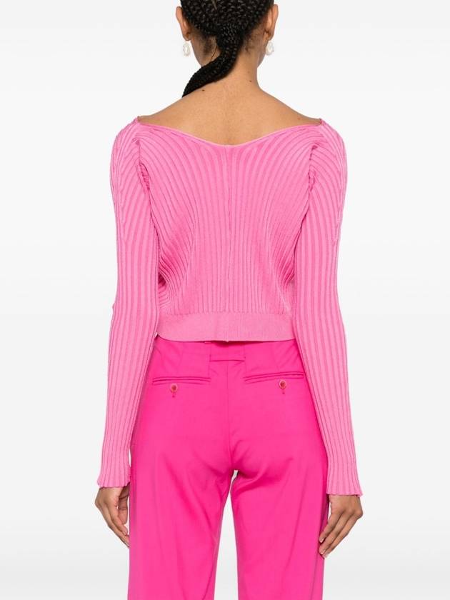 La Maille Pralu Longue Micro Charm Logo Cardigan Pink - JACQUEMUS - BALAAN 6