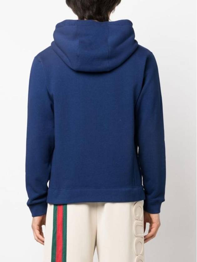 Cotton Jersey Hoodie Blue - GUCCI - BALAAN 4