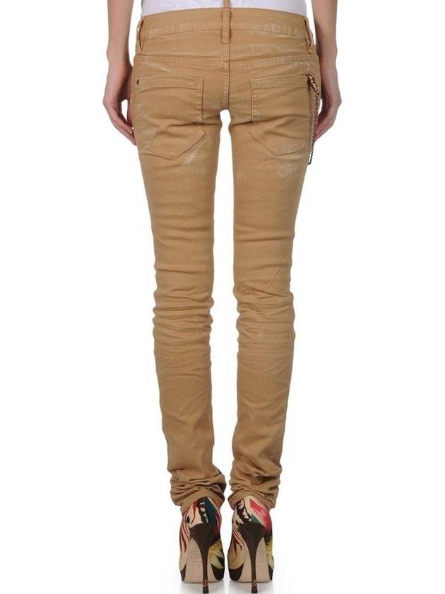 LA0279 022 Deering chain jeans beige slim pants - DSQUARED2 - BALAAN 3