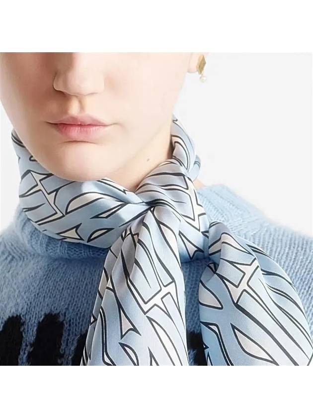 Miss Dior All Over 90 Square Silk Scarf White Pale Blue - DIOR - BALAAN 6