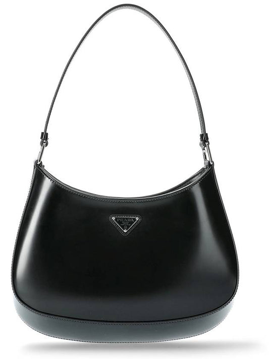 Triangular Logo Cleo Brushed Leather Shoulder Bag Black - PRADA - BALAAN 2