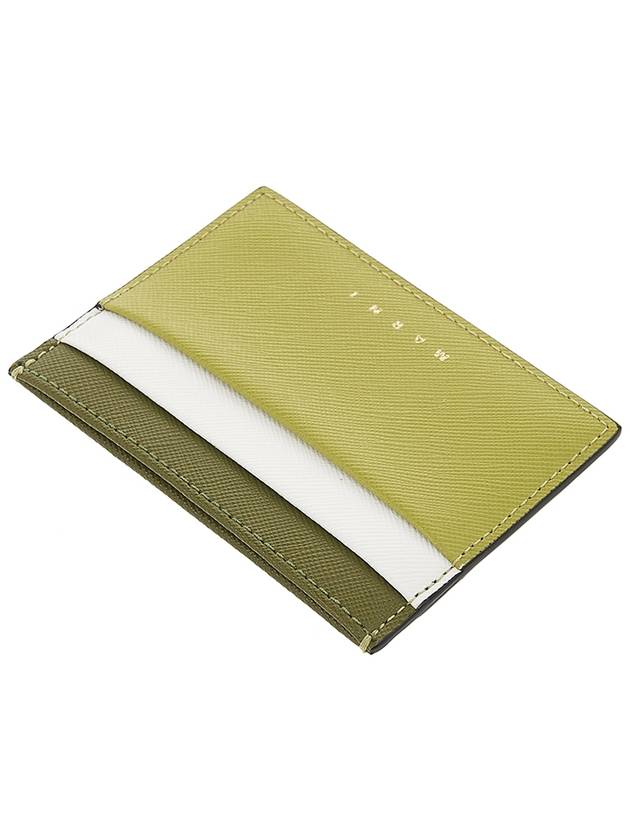 Saffiano Color Block Card Wallet Green - MARNI - BALAAN.