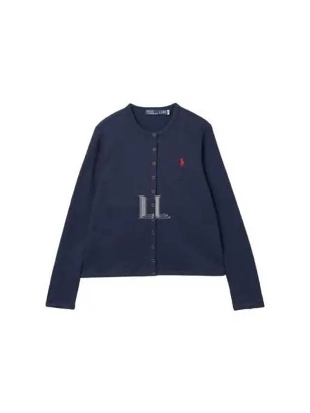 Embroidered Snap Button Cardigan Blue - POLO RALPH LAUREN - BALAAN 2