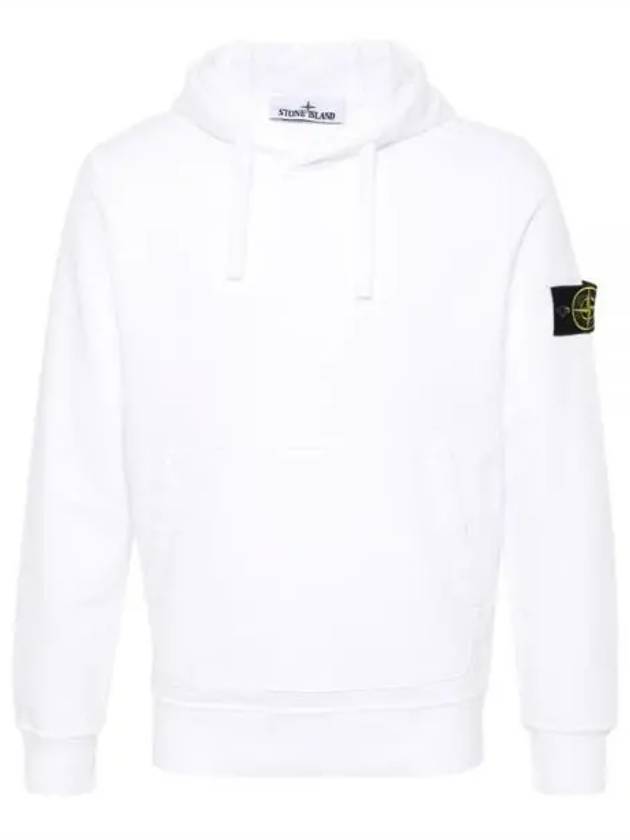 Logo Patch Drawstring Hoodie White - STONE ISLAND - BALAAN 2