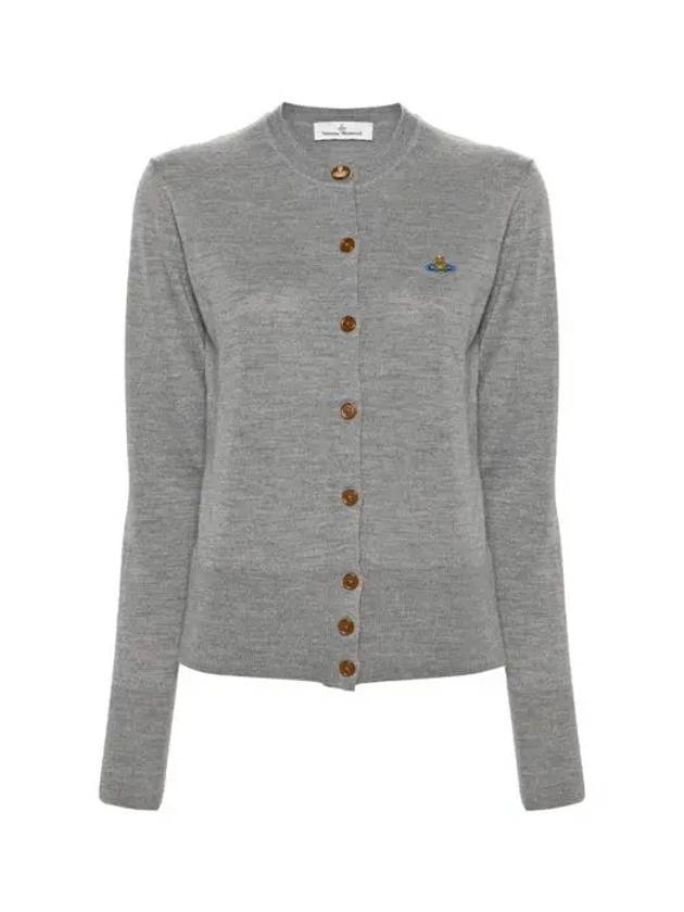 Bea Logo Wool Cardigan Grey - VIVIENNE WESTWOOD - BALAAN 2