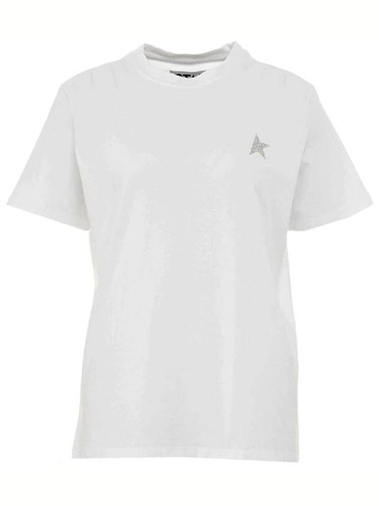 Silver Star Printing Short Sleeve T-Shirt White - GOLDEN GOOSE - BALAAN 1