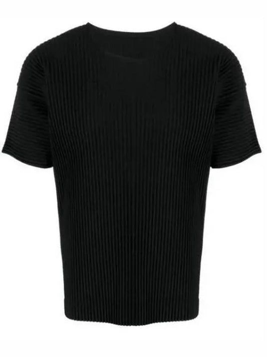 Pleated Fabric Short Sleeve T-Shirt Black - ISSEY MIYAKE - BALAAN 1