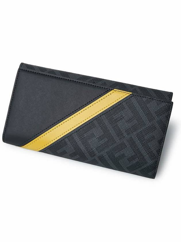 FF logo fabric flap long wallet gray - FENDI - BALAAN 6