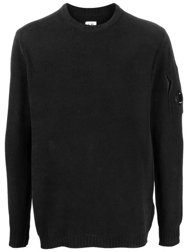 Lens Wappen Crew Neck Knit Top Black - CP COMPANY - BALAAN 2