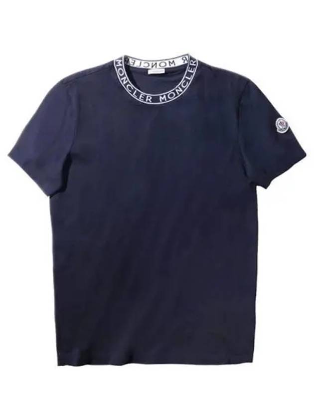 Neck logo round short sleeve t shirt blue navy men s 270824 - MONCLER - BALAAN 1