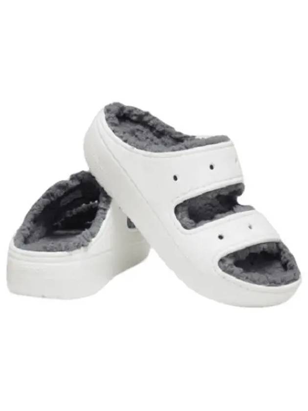 Classic Cozy Sandals White Unisex 207446 100 Fur Slippers Winter Fur Indoor Shoes 480890 - CROCS - BALAAN 1