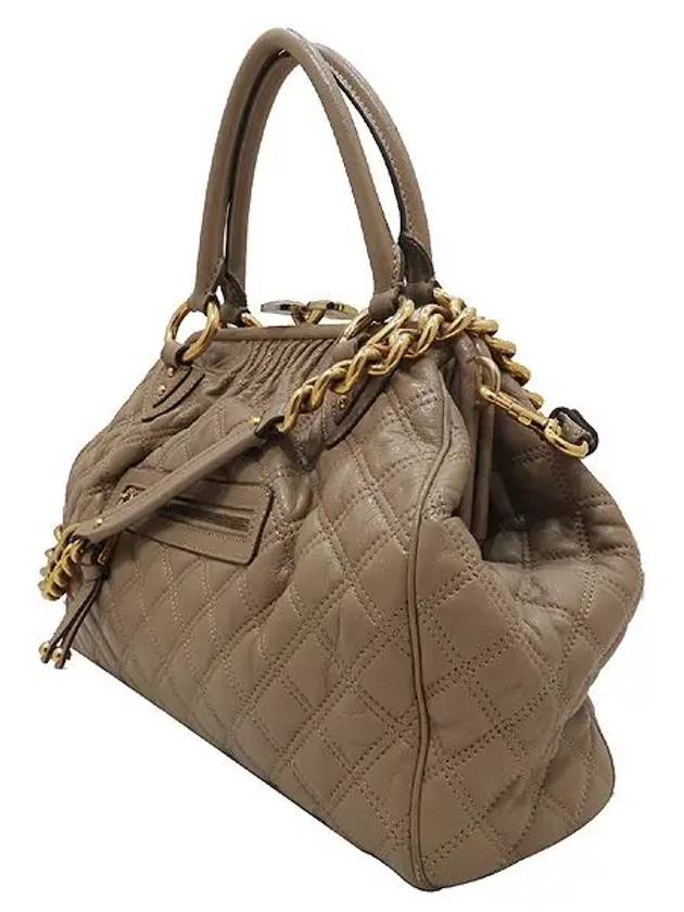 Quilted beige leather gold chain decoration stambag tote bag shoulder strap 2WAY - MARC JACOBS - BALAAN 3